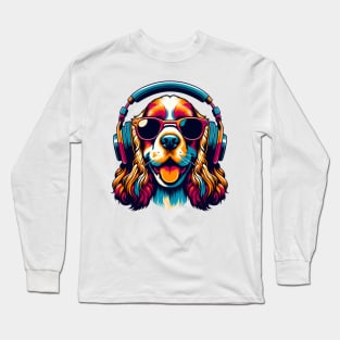 English Cocker Spaniel Smiling DJ with Lively Tunes Long Sleeve T-Shirt
